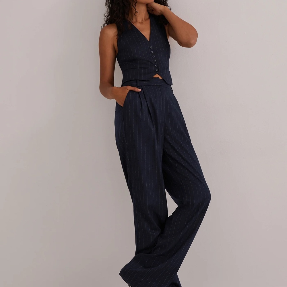 Favorite Daughter Navy Pinstripe Favorite Pant 10